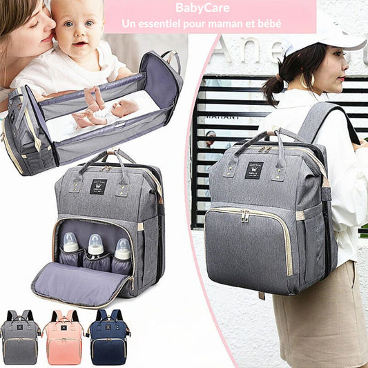 BabyCare - Sac à langer multifonction 3-en-1 – Lit bébé portable & rangement isotherme